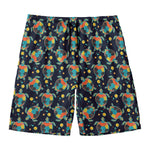 Retro Sea Turtle Pattern Print Men's Swim Trunks