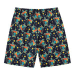 Retro Sea Turtle Pattern Print Men's Swim Trunks