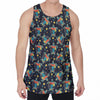 Retro Sea Turtle Pattern Print Men's Velvet Tank Top