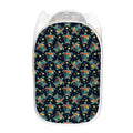 Retro Sea Turtle Pattern Print Mesh Laundry Hamper