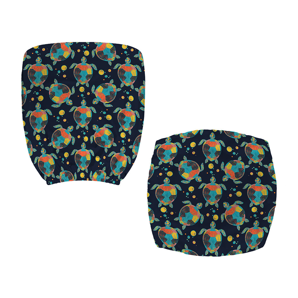 Retro Sea Turtle Pattern Print Office Chair Cover