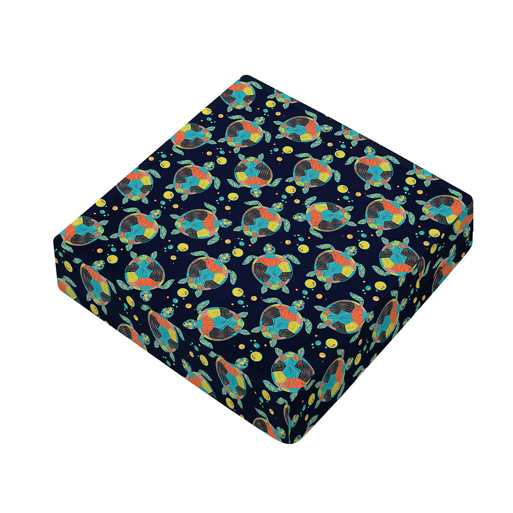 Retro Sea Turtle Pattern Print Outdoor Seat Cushion Cover