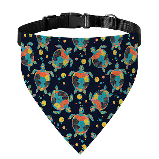 Retro Sea Turtle Pattern Print Over The Collar Dog Bandana