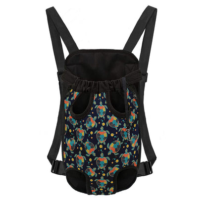 Retro Sea Turtle Pattern Print Pet Carrier Backpack