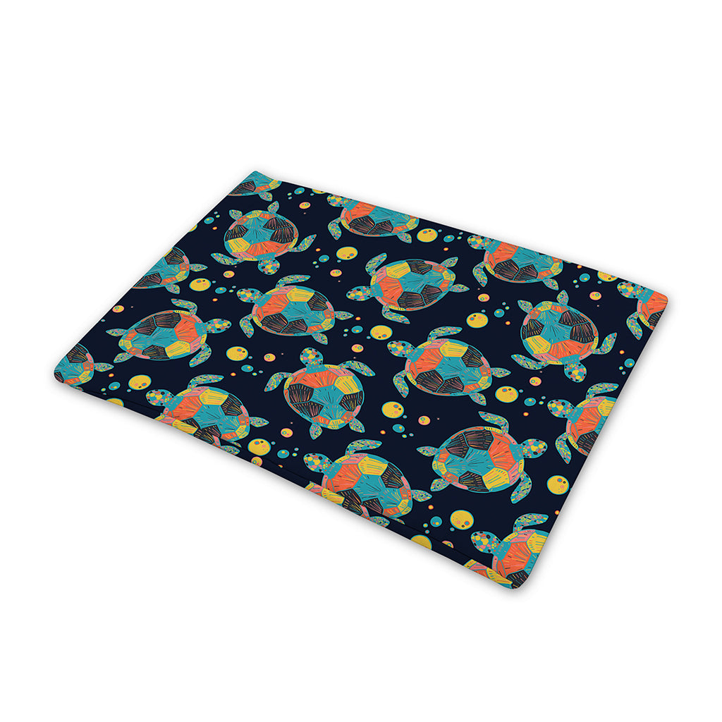 Retro Sea Turtle Pattern Print Pet Cooling Mat Cover