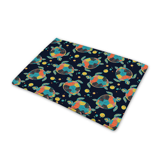 Retro Sea Turtle Pattern Print Pet Cooling Mat Cover
