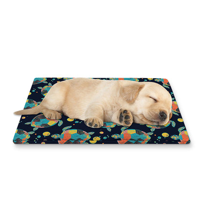 Retro Sea Turtle Pattern Print Pet Cooling Mat Cover
