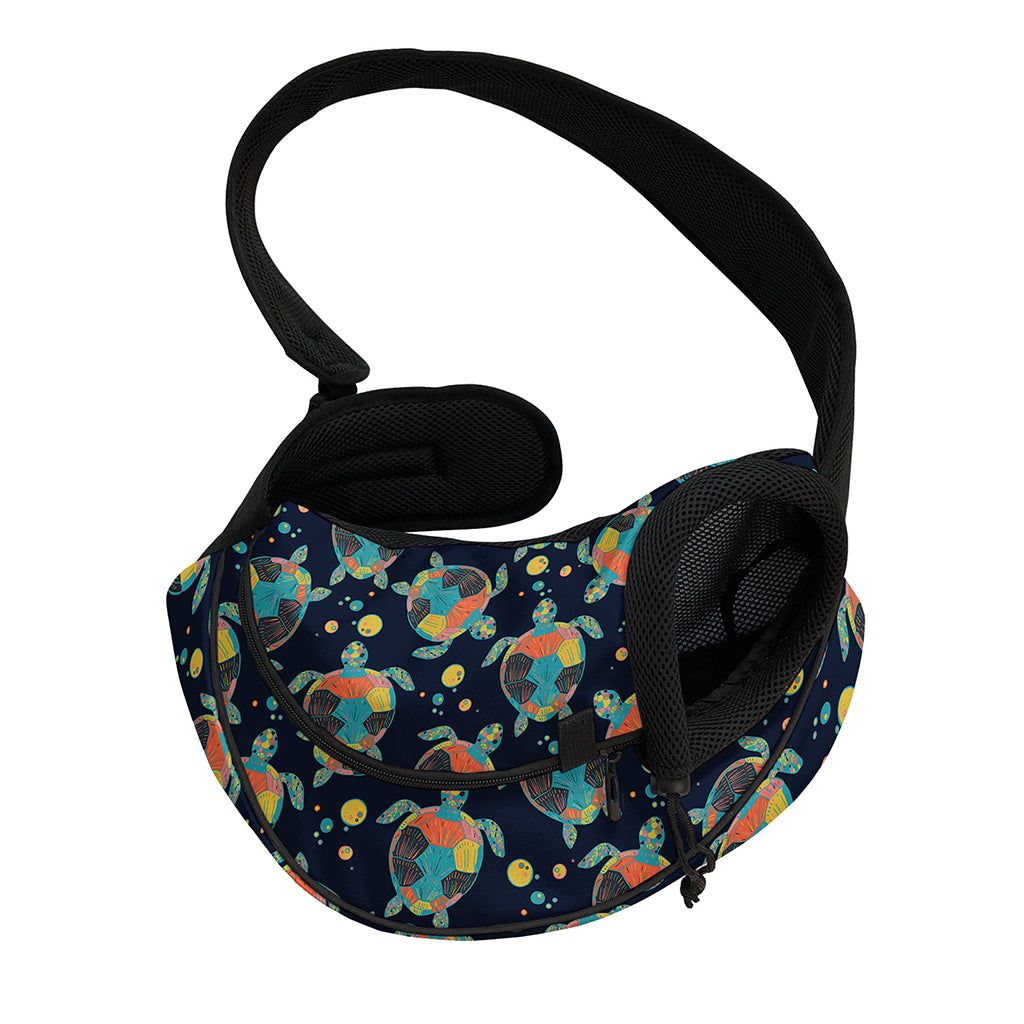 Retro Sea Turtle Pattern Print Pet Sling Carrier