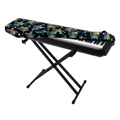Retro Sea Turtle Pattern Print Piano Keyboard Cover