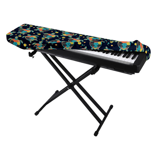 Retro Sea Turtle Pattern Print Piano Keyboard Cover
