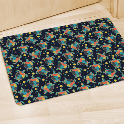 Retro Sea Turtle Pattern Print Polyester Doormat