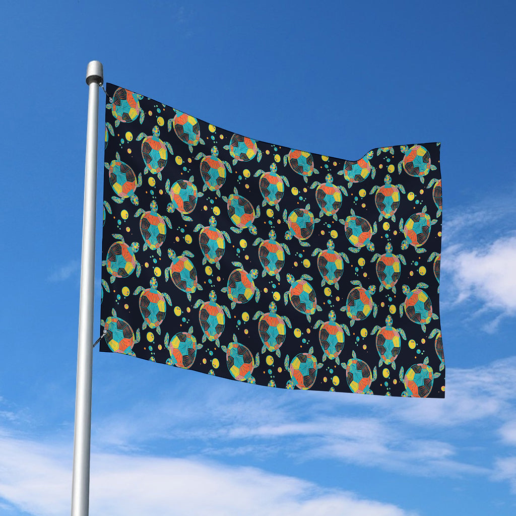 Retro Sea Turtle Pattern Print Polyester Flag