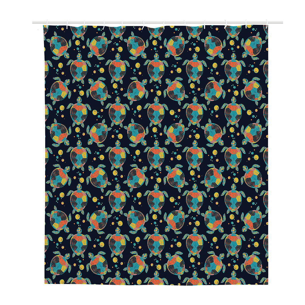 Retro Sea Turtle Pattern Print Polyester Shower Curtain