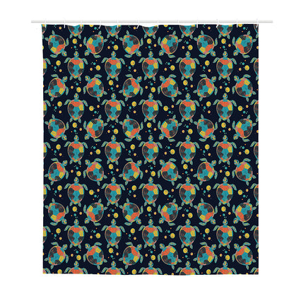 Retro Sea Turtle Pattern Print Polyester Shower Curtain