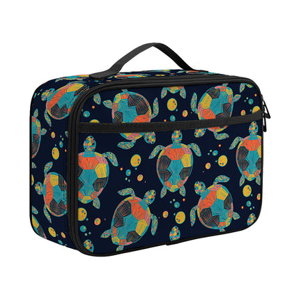 Retro Sea Turtle Pattern Print Portable Lunch Bag