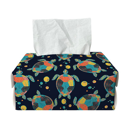 Retro Sea Turtle Pattern Print Rectangle Tissue Box Cover