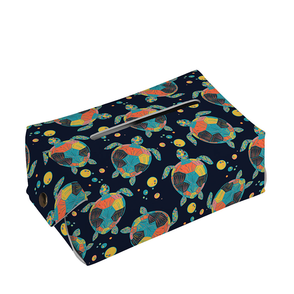 Retro Sea Turtle Pattern Print Rectangle Tissue Box Cover