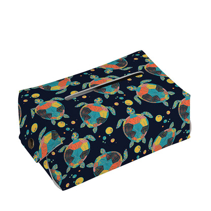 Retro Sea Turtle Pattern Print Rectangle Tissue Box Cover