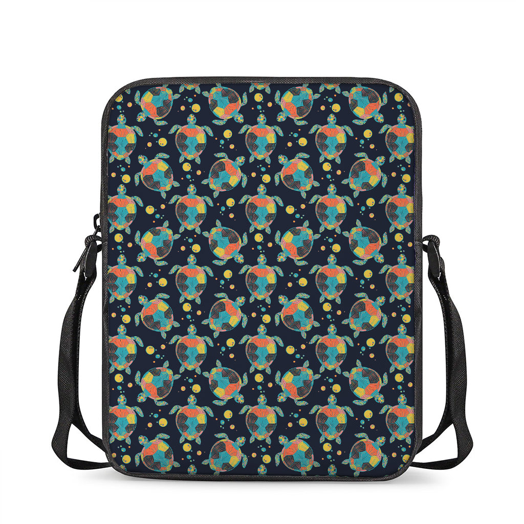 Retro Sea Turtle Pattern Print Rectangular Crossbody Bag