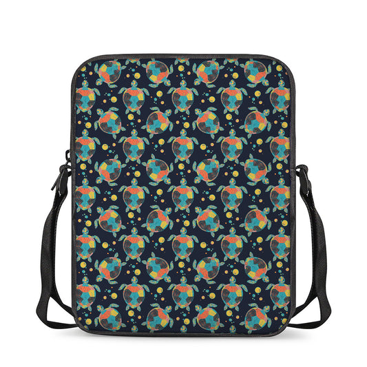 Retro Sea Turtle Pattern Print Rectangular Crossbody Bag