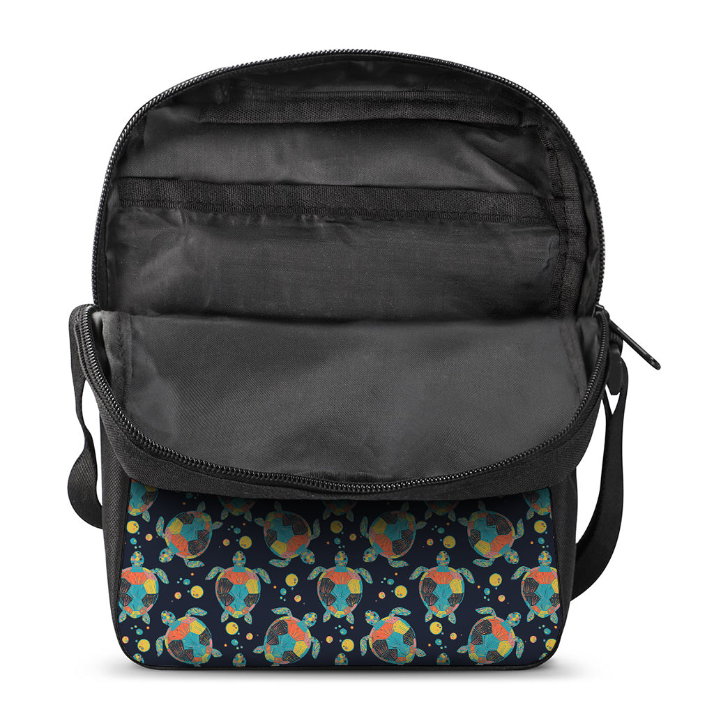 Retro Sea Turtle Pattern Print Rectangular Crossbody Bag