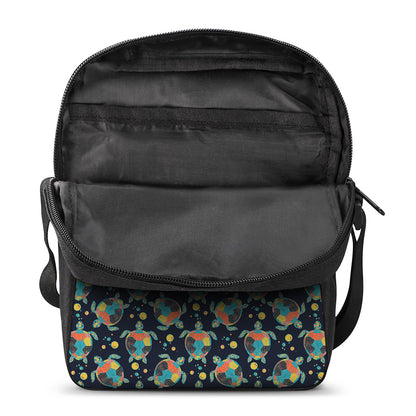 Retro Sea Turtle Pattern Print Rectangular Crossbody Bag
