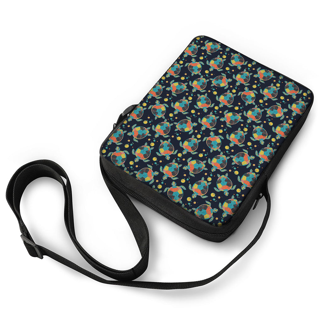 Retro Sea Turtle Pattern Print Rectangular Crossbody Bag