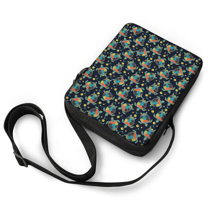Retro Sea Turtle Pattern Print Rectangular Crossbody Bag