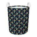 Retro Sea Turtle Pattern Print Round Laundry Basket