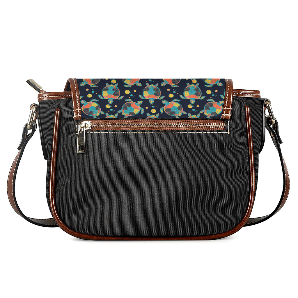 Retro Sea Turtle Pattern Print Saddle Bag
