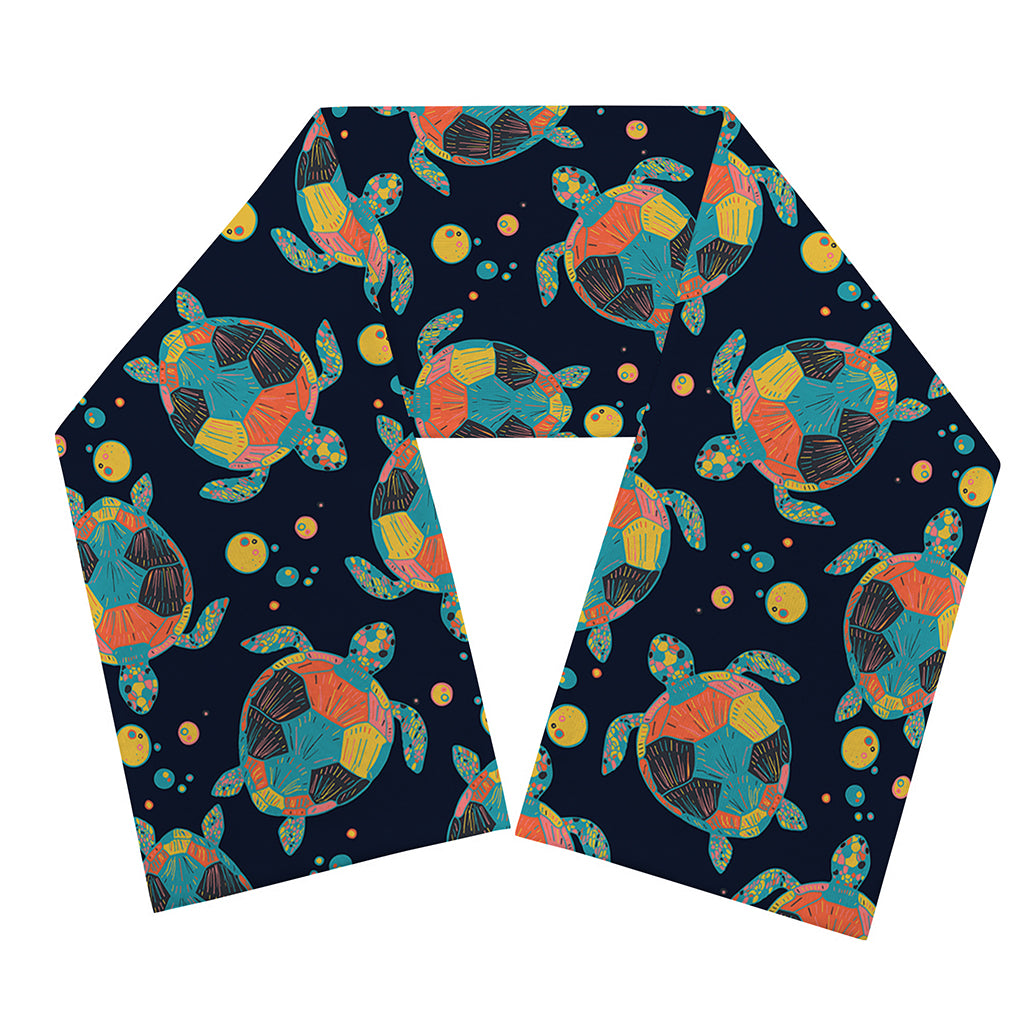 Retro Sea Turtle Pattern Print Scarf