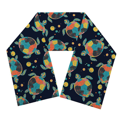 Retro Sea Turtle Pattern Print Scarf