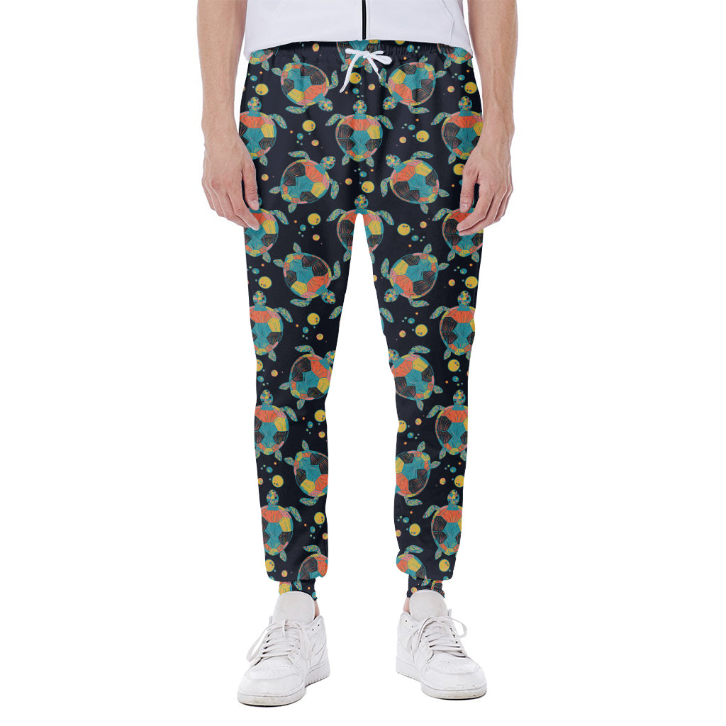 Retro Sea Turtle Pattern Print Scuba Joggers
