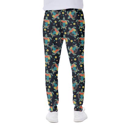 Retro Sea Turtle Pattern Print Scuba Joggers