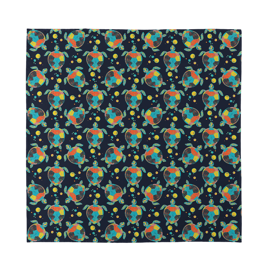 Retro Sea Turtle Pattern Print Silk Bandana