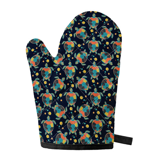 Retro Sea Turtle Pattern Print Single Oven Mitt