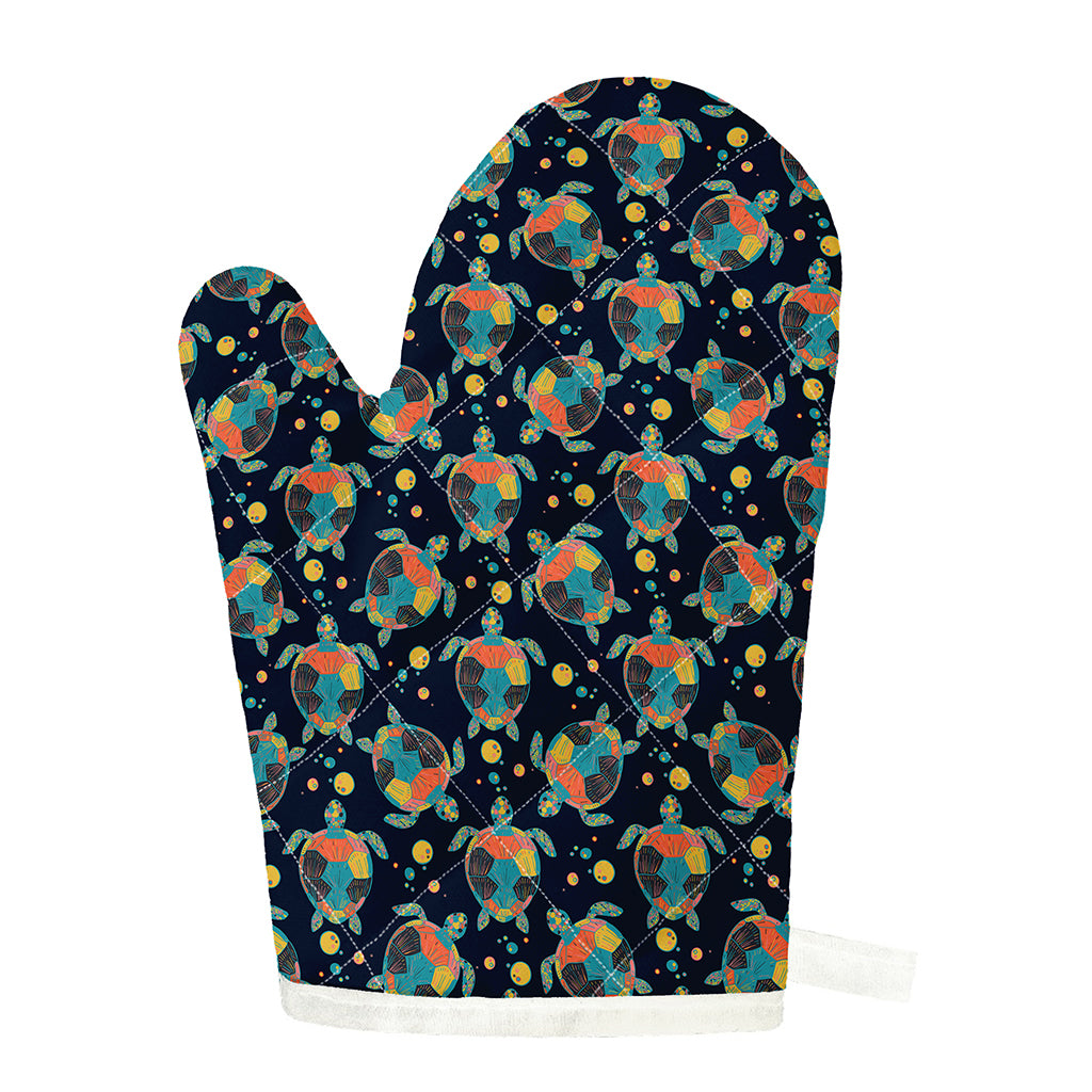 Retro Sea Turtle Pattern Print Single Oven Mitt