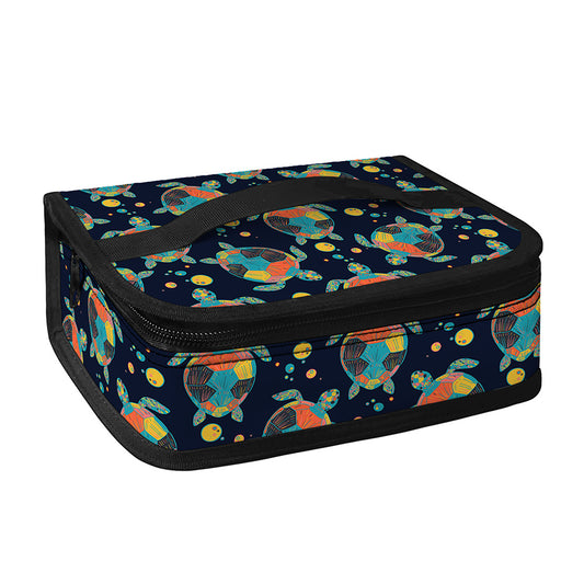 Retro Sea Turtle Pattern Print Small Lunch Bag