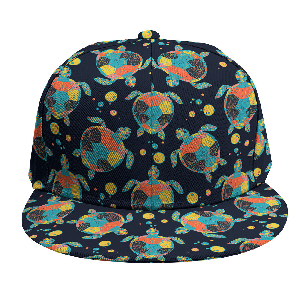 Retro Sea Turtle Pattern Print Snapback Cap