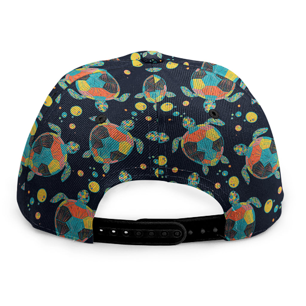 Retro Sea Turtle Pattern Print Snapback Cap