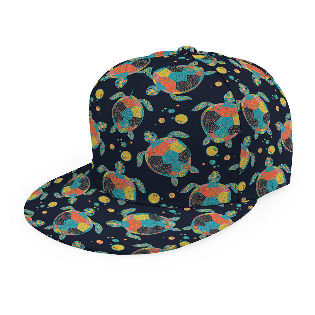 Retro Sea Turtle Pattern Print Snapback Cap
