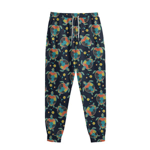 Retro Sea Turtle Pattern Print Sweatpants