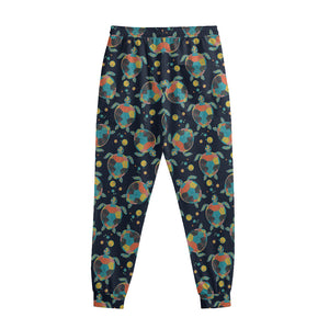 Retro Sea Turtle Pattern Print Sweatpants