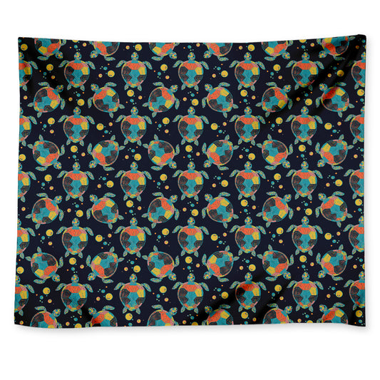 Retro Sea Turtle Pattern Print Tapestry