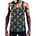 Retro Sea Turtle Pattern Print Men's Workout Tank Top