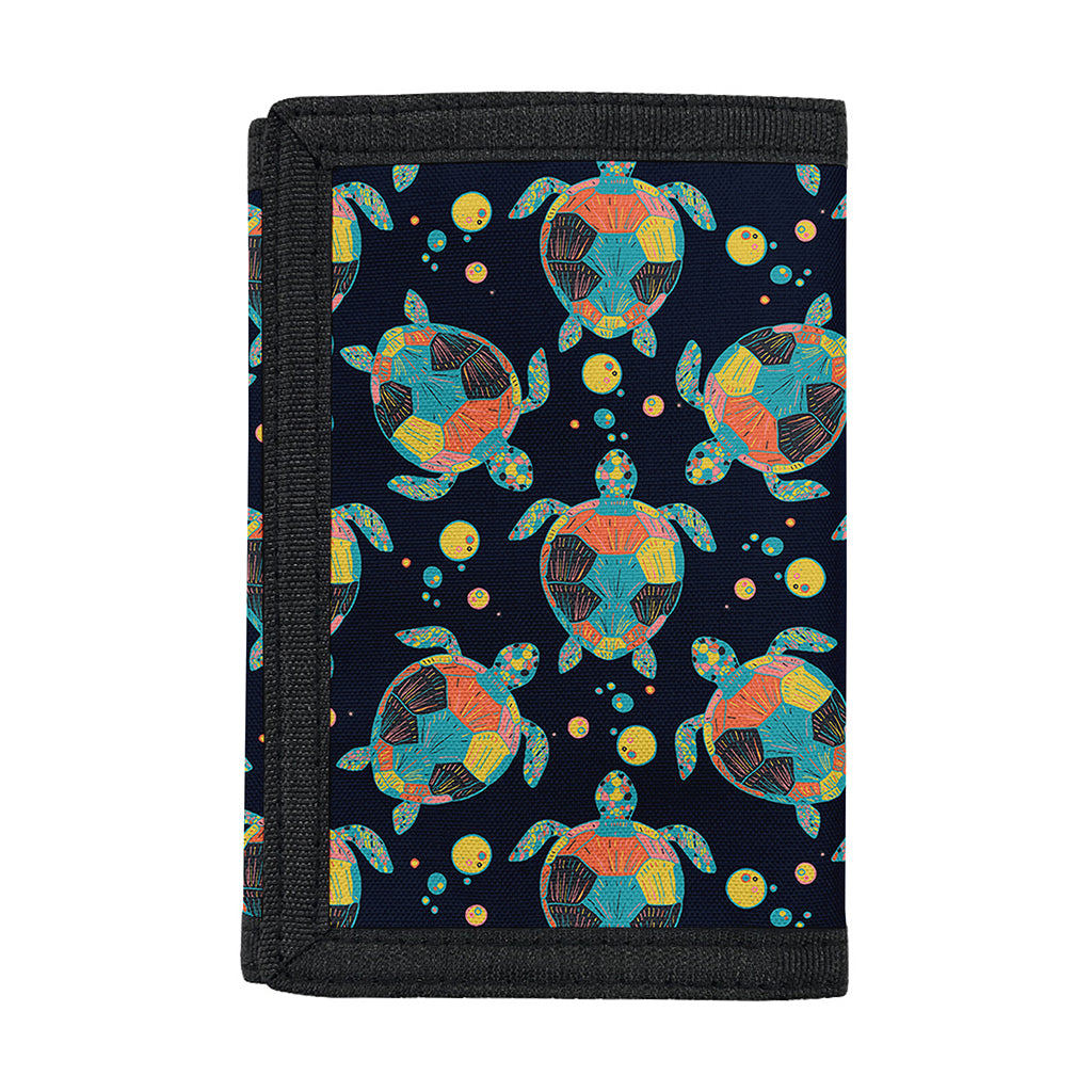 Retro Sea Turtle Pattern Print Trifold Wallet