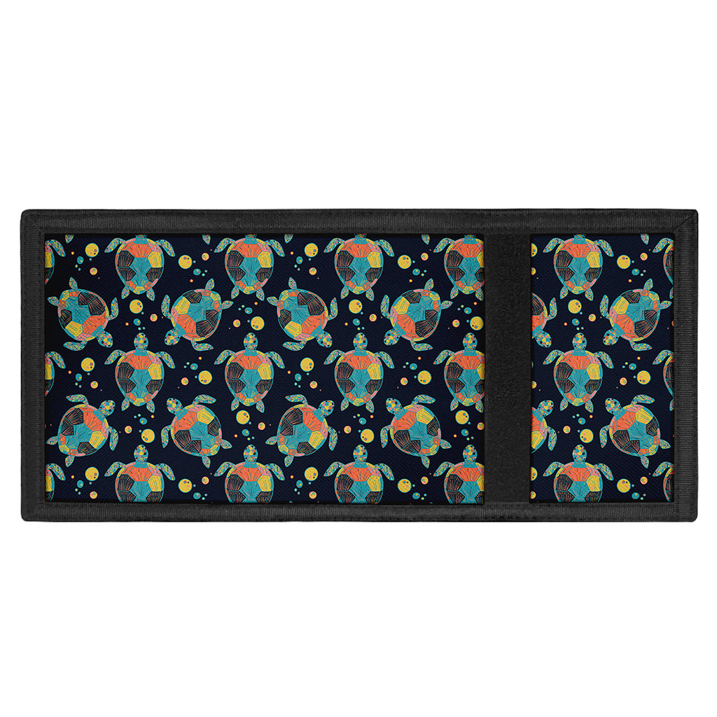 Retro Sea Turtle Pattern Print Trifold Wallet