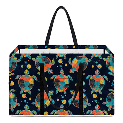 Retro Sea Turtle Pattern Print Utility Tote Bag