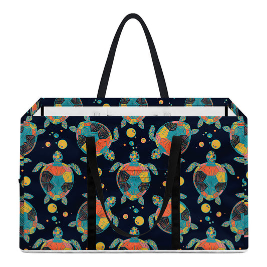Retro Sea Turtle Pattern Print Utility Tote Bag
