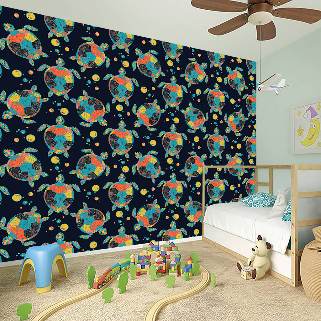 Retro Sea Turtle Pattern Print Wall Sticker